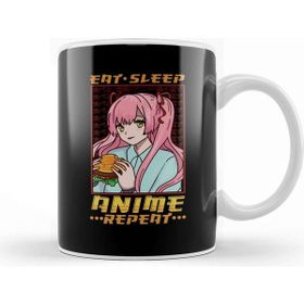 Baskı Dükkanı Funny Anime Obsessed Girl Eat Sleep Anime Repeat Kupa Bardak