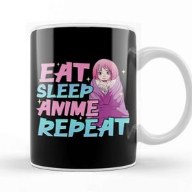 Baskı Dükkanı Funny Anime Obsessed Girl Eat Sleep Anime Repeat Kupa Bardak