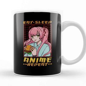 Baskı Dükkanı Funny Anime Obsessed Girl Eat Sleep Anime Repeat Kupa Bardak