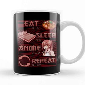 Baskı Dükkanı Funny Anime Obsessed Girl Eat Sleep Anime Repeat Kupa Bardak