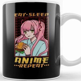 Baskı Dükkanı Funny Anime Obsessed Girl Eat Sleep Anime Repeat Kupa Bardak