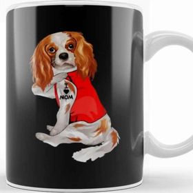 Baskı Dükkanı Funny Cavalier King Charles Spaniel Dog I Love Mom Tattoo Kupa Bardak