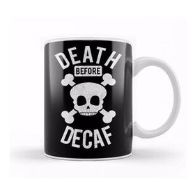 Baskı Dükkanı Funny Death Before Decaf Skull Coffee Caffeine Kupa Bardak