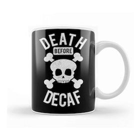 Baskı Dükkanı Funny Death Before Decaf Skull Coffee Caffeine Kupa Bardak