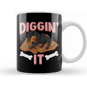 Baskı Dükkanı Funny Diggin It Cute Dachshund Pun Digging Bones Kupa Bardak