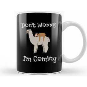 Baskı Dükkanı Funny Don T Worry I M Coming Sloth &amp; Llama Kupa Bardak
