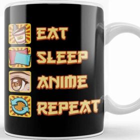 Baskı Dükkanı Funny Eat Sleep Anime Repeat Kupa