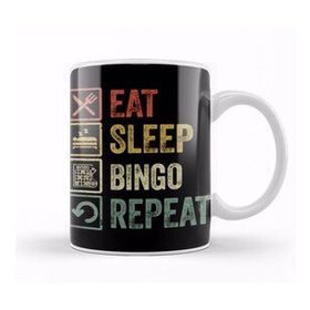 Baskı Dükkanı Funny Eat Sleep Bingo Repeat Retro Vintage Gift Kupa