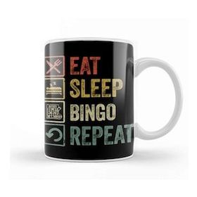 Baskı Dükkanı Funny Eat Sleep Bingo Repeat Retro Vintage Gift Kupa