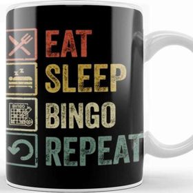 Baskı Dükkanı Funny Eat Sleep Bingo Repeat Retro Vintage Gift Kupa