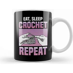Baskı Dükkanı Funny Eat Sleep Crochet Repeat Cute Crocheting Kupa