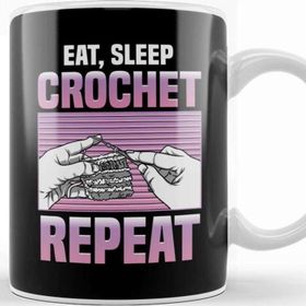 Baskı Dükkanı Funny Eat Sleep Crochet Repeat Cute Crocheting Kupa