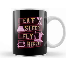 Baskı Dükkanı Funny Eat Sleep Fly Repeat Aerial Yoga Silks Kupa