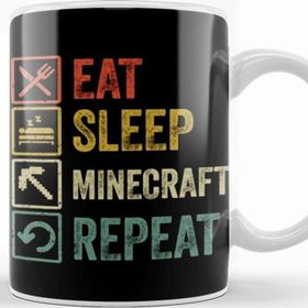 Baskı Dükkanı Funny Eat Sleep Minecraft Repeat Retro Vintage Kupa