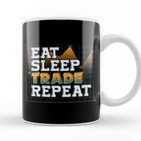 Baskı Dükkanı Funny Eat Sleep Trade Repeat Investors Trading Kupa