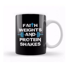 Baskı Dükkanı Funny Faith Weights And Protein Shakes Gym Workout Kupa