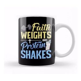 Baskı Dükkanı Funny Faith Weights And Protein Shakes Gym Workout Kupa
