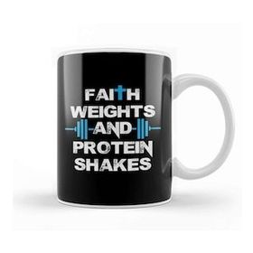 Baskı Dükkanı Funny Faith Weights And Protein Shakes Gym Workout Kupa