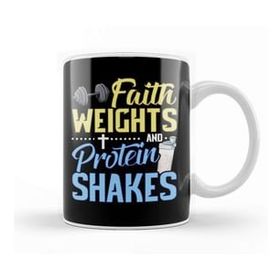 Baskı Dükkanı Funny Faith Weights And Protein Shakes Gym Workout Kupa