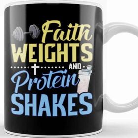 Baskı Dükkanı Funny Faith Weights And Protein Shakes Gym Workout Kupa