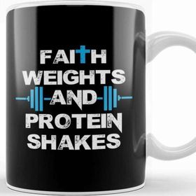 Baskı Dükkanı Funny Faith Weights And Protein Shakes Gym Workout Kupa