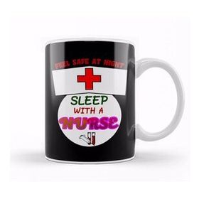 Baskı Dükkanı Funny Feel Safe At Night, Sleep With A Nurse Rn Kupa