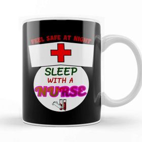 Baskı Dükkanı Funny Feel Safe At Night, Sleep With A Nurse Rn Kupa
