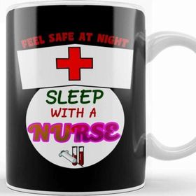 Baskı Dükkanı Funny Feel Safe At Night, Sleep With A Nurse Rn Kupa