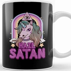 Baskı Dükkanı Funny Hail Satan Unicorn Rainbow Satanic Pun Kupa