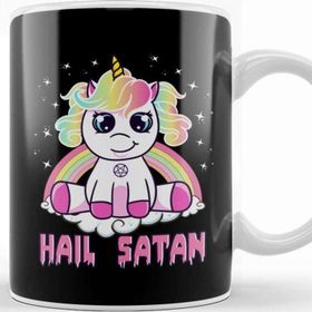 Baskı Dükkanı Funny Hail Satan Unicorn Rainbow Satanic Pun Kupa