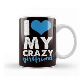 Baskı Dükkanı Funny I Love My Crazy Girlfriend Heart Couple-1 Kupa