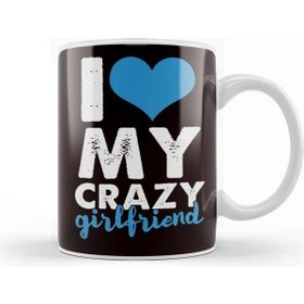 Baskı Dükkanı Funny I Love My Crazy Girlfriend Heart Couple-1 Kupa