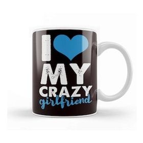 Baskı Dükkanı Funny I Love My Crazy Girlfriend Heart Couple-1 Kupa