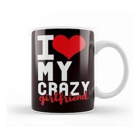 Baskı Dükkanı Funny I Love My Crazy Girlfriend Heart Couple Kupa