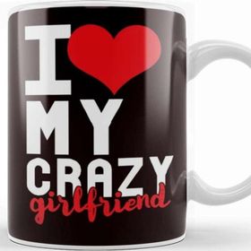 Baskı Dükkanı Funny I Love My Crazy Girlfriend Heart Couple Kupa