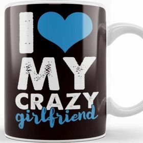 Baskı Dükkanı Funny I Love My Crazy Girlfriend Heart Couple Kupa