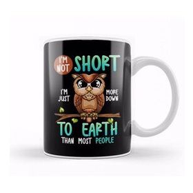 Baskı Dükkanı Funny I M Not Short I M Just Down To Earth Owl Pun Kupa