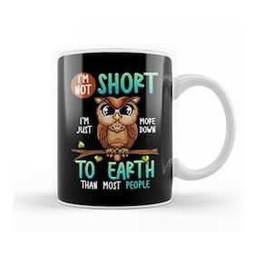 Baskı Dükkanı Funny I M Not Short I M Just Down To Earth Owl Pun Kupa