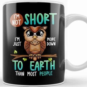 Baskı Dükkanı Funny I M Not Short I M Just Down To Earth Owl Pun Kupa