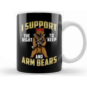 Baskı Dükkanı Funny I Support The Right To Arm Bears Gun Pun Kupa