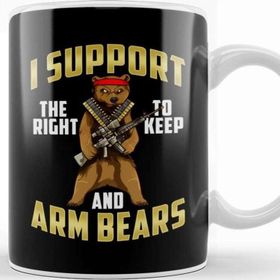 Baskı Dükkanı Funny I Support The Right To Arm Bears Gun Pun Kupa