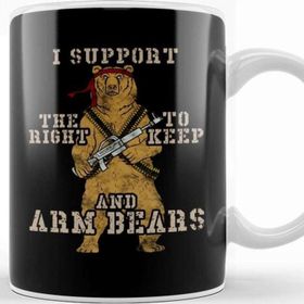 Baskı Dükkanı Funny I Support The Right To Arm Bears Pun Kupa