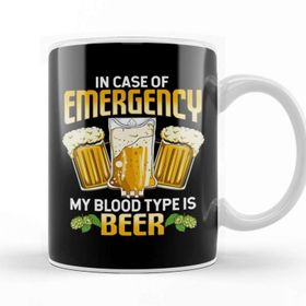 Baskı Dükkanı Funny In Case Of Emergency My Blood Type Is Beer Kupa