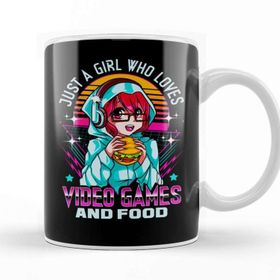 Baskı Dükkanı Funny Just A Girl Who Loves Video Games And Food Kupa