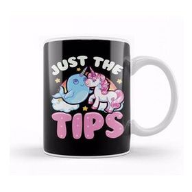Baskı Dükkanı Funny Just The Tips Cute Narwhal Unicorn Pun Kupa