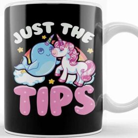 Baskı Dükkanı Funny Just The Tips Cute Narwhal Unicorn Pun Kupa