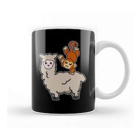 Baskı Dükkanı Funny Monkey Riding On Llama Cute Monkeying Around Kupa