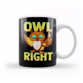Baskı Dükkanı Funny Owl Right Thumbs Up Hippie Cute Alright Pun Kupa Bardak