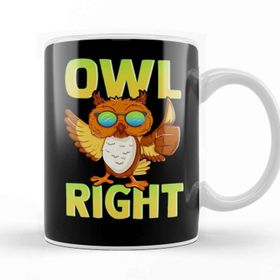 Baskı Dükkanı Funny Owl Right Thumbs Up Hippie Cute Alright Pun Kupa Bardak