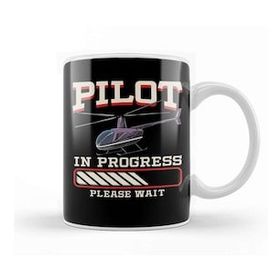 Baskı Dükkanı Funny Pilot In Progress Please Wait Helicopter Kupa Bardak